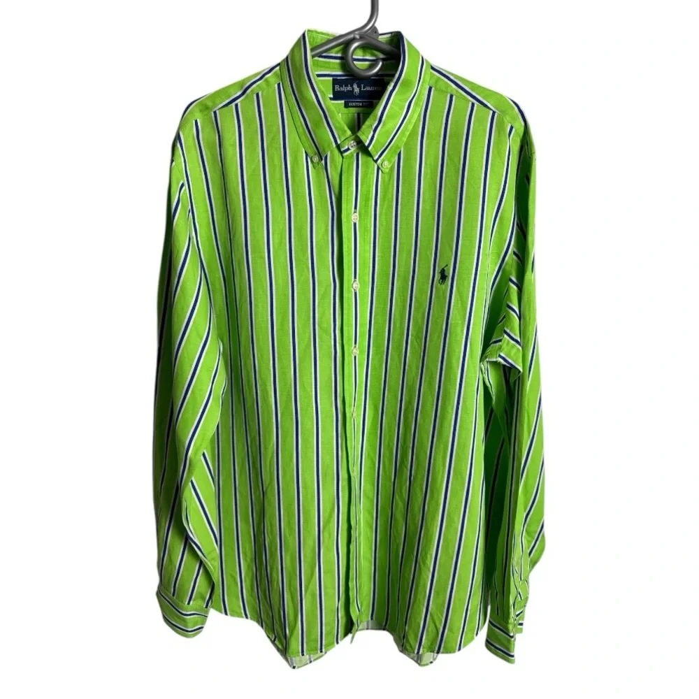 Ralph Lauren Custom Fit Silk & Linen Custom Fit Button Down XL Extra Large - Picture 2 of 9